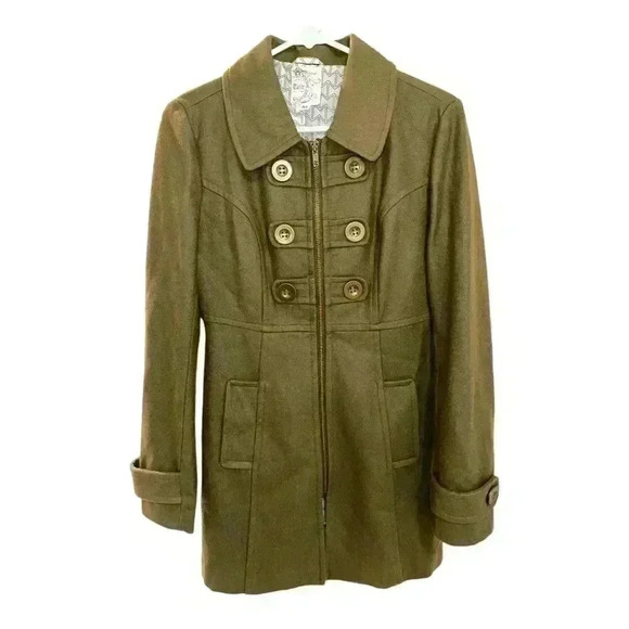 Anthropologie Tulle Wool Blend Long Pea Coat Size M, Pre-Owned - Picture 1 of 8